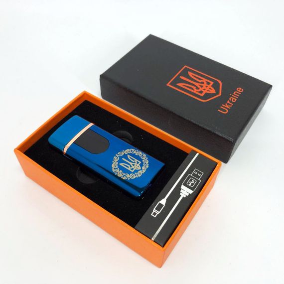 Электрическая и газовая зажигалка Украина с USB-зарядкой HL-435. IM-401 Цвет: синий | Зображення 5