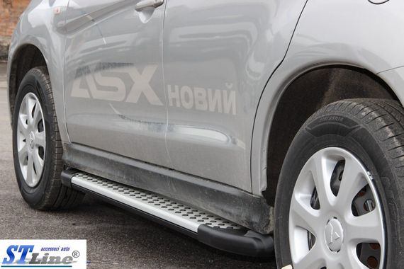 Бокові пороги Allmond Grey (2 шт., алюм.) для Mitsubishi ASX 2010-2023 рр | Зображення 2