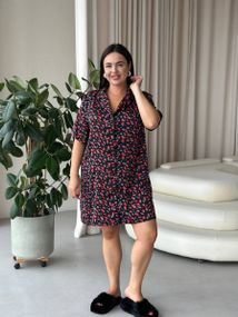 Шовкова сорочка на ґудзиках для дому PLUS SIZE