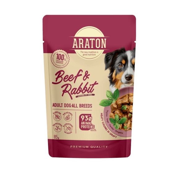 Вологий корм для собак з кроликом та яловичиною Araton Dog Beef And Rabbit, 85 гр
