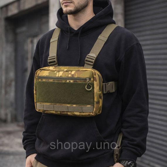 Тактична нагрудна сумка Multicam Cordura 1000D з MOLLE та патч-панеллю, 5 кишень, 30×20×8 см | Зображення 9