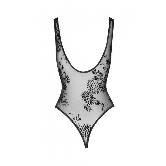 Боді з візерунками L F242 Noir Handmade, напівпрозоре, чорне Sex Aura | Зображення 4