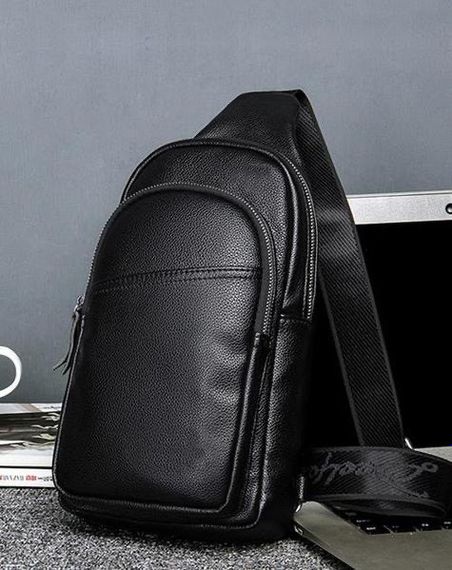 Сумка-слінг чоловіча через плече з натуральної шкіри TIDING BAG A25F-015-1A чорний | Зображення 8