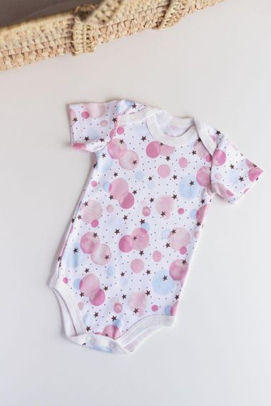Боді інтерлок короткий рукав принт Кульки від 1 міс до 2-х років