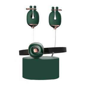 Набір затискачі для сосків з вібрацією та нашийник Qingnan No.2, зелений sexstyle