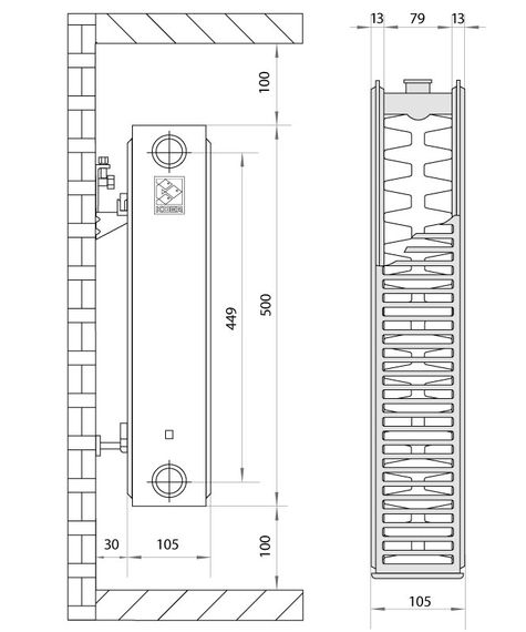Радіатор сталевий KOER 22х500х800.S бічне підключення RAD056 | Зображення 1