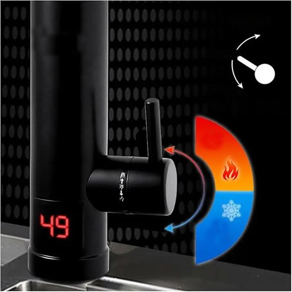 Проточний електроводонагрівач Water Heater 011 з LED дисплеєм 3000Вт Кран з підігрівом води до 60°C Чорний | Зображення 5