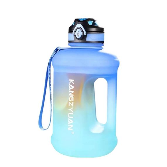 Эко-бутылка KANGZYUAN 1800 мл - Голубая Tritan BPA-free, ударопрочная, спортивная с ручкой и ремешком | Зображення 5