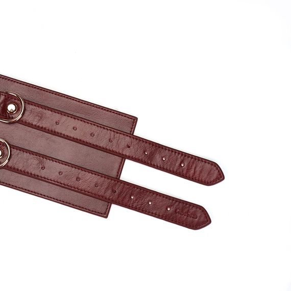 Шкіряний пояс для бондажу Liebe Seele Wine Red Waist Cuff, L Size | Зображення 2