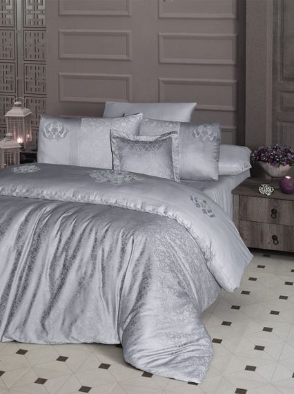 Комплект постільної білизни First Choice Vip Satin Moonlight 200x220 Mirabel Grey