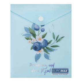 Папка-конверт А6 на кнопці BLUEBERRY ARABESKI аквамарин BM.3922-52 BUROMAX матовий напівпрозорий пластик (4823126816555)