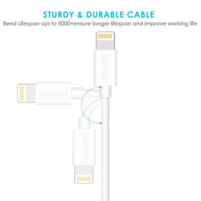 Дата кабель USB 2.0 AM to Lightning 1.8m 2.1A MFI White Choetech (IP0027-WH) | Зображення 8