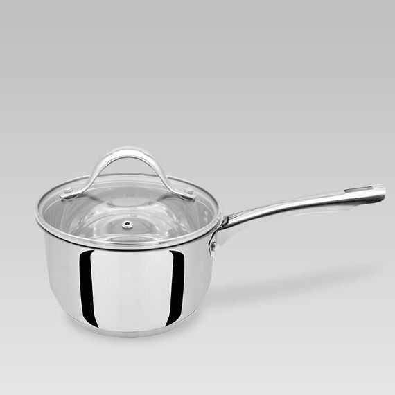 Кухонний ковш Maestro MR-3519-16S, 1.8 л, 16 см, з нержавіючої сталі з кришкою, для всіх типів плит