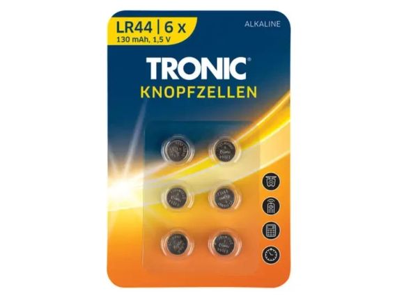 Батарейки таблетки LR44 Tronic Alkalines 1.5V, блістер 6 шт