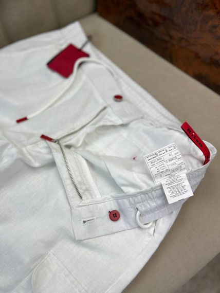 Льняні чоловічі штани Kiton білого кольору 8006-3 d064 | Зображення 2