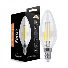 Філаментна світлодіодна лампа LED Feron C37 4W E14 2700K LB-68 Filament діммерна