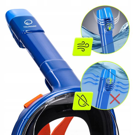 Маска для снорклінгу TSUNAMI повнолицьова, зі складною трубкою Size L/XL Blue (P-5905973405461) | Зображення 7