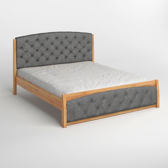 Двоспальне дерев'яне ліжко Mebigrand Мехіко Горіх світлий/Аляска 93 (Сірий) 140х190 см (MBG-14544) | Зображення 1