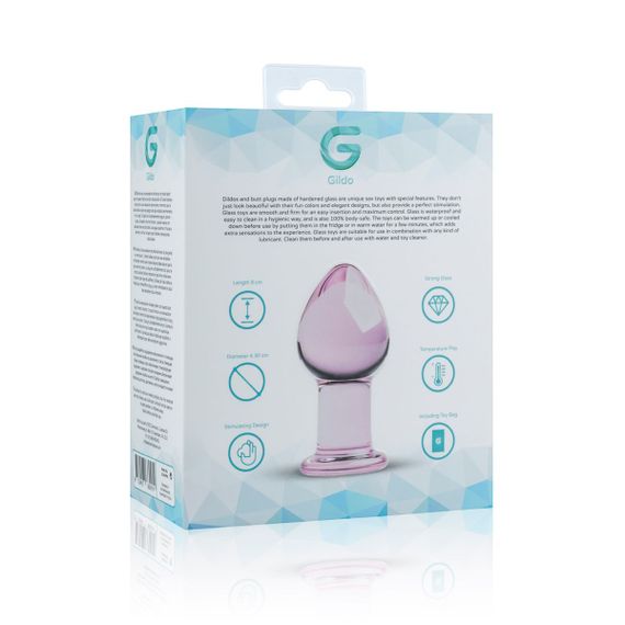 Рожева анальна пробка зі скла Gildo Pink Glass Buttplug | Зображення 4