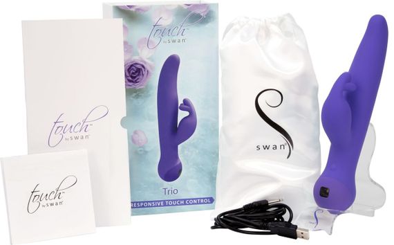 Вибратор-кролик Touch by SWAN - Trio Purple, сенсорное управление, ротация, диаметр 3,8 см Sex Aura | Зображення 5