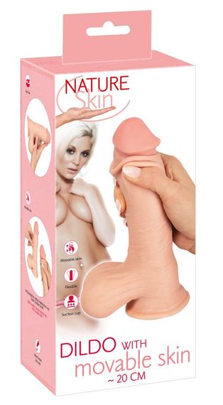 Фалоімітатор - Nature Skin Dildo With Movable Skin, 20 см Sex Aura