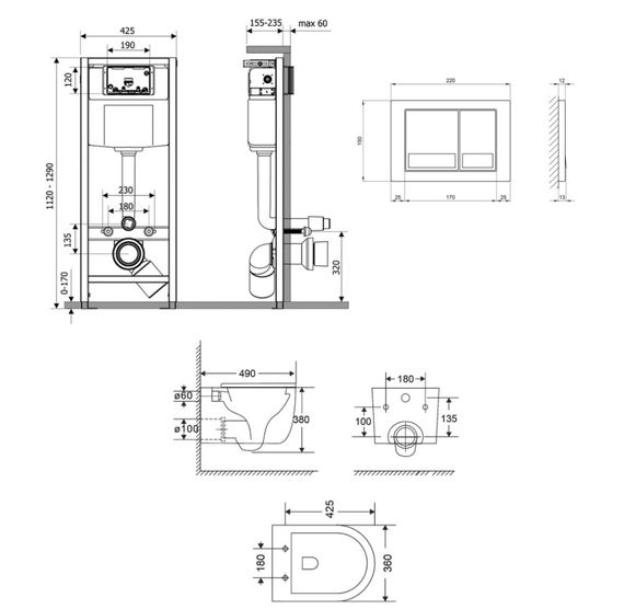 Набір Qtap Nest 4 в 1 підвісний унітаз Taurus Ultra Quiet 490x360x380 + комплект інсталяції QT2433084EUQW46150 | Зображення 1