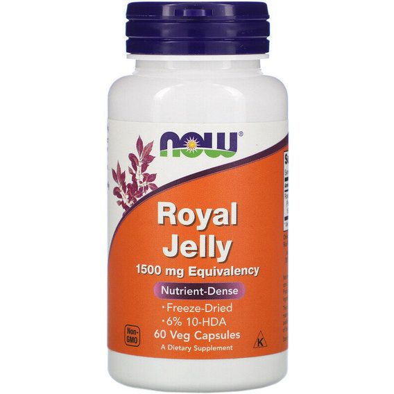 Натуральна добавка для імунітету NOW Foods Royal Jelly 1500 mg 60 Veg Caps NF2565