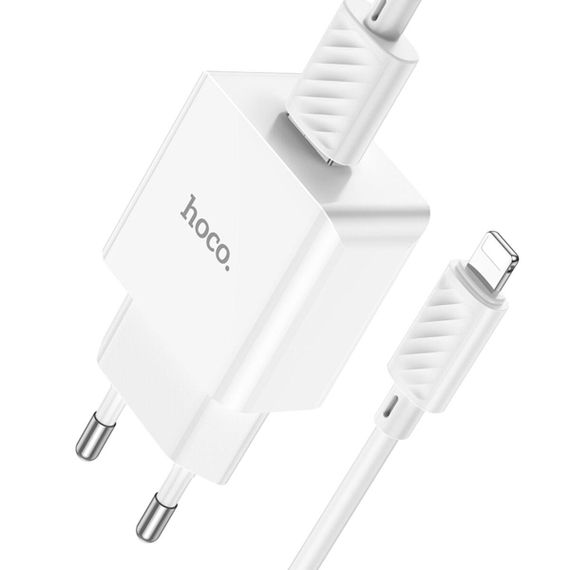 Мережевий зарядний пристрій HOCO C106A Leisure single port charger set(iP) 10.5W White | Зображення 1