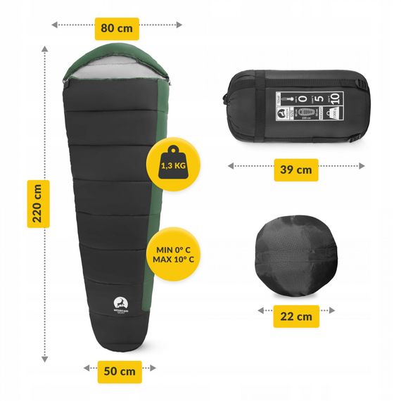 Спальний мішок (спальник) кокон Mountain Goat Pro+ MG0016 0 ...+10°C R Black/Olive (P-5905973400978) | Зображення 8