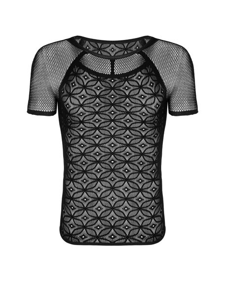 Чоловіча напівпрозора футболка з орнаментом Obsessive T102 T-shirt S/M/L, чорна | Зображення 5