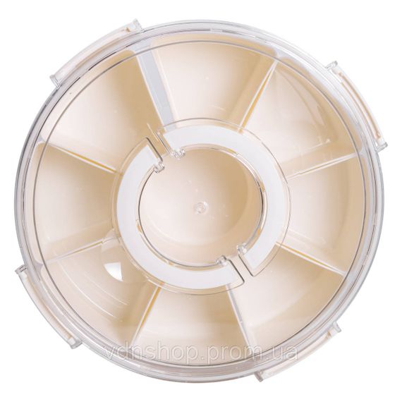 Контейнер для їжі з 9 відсіками пластиковий Ø29 см харчовий контейнер для зберігання їжі 3.5 л Бежевий HP-27-14 | Зображення 9