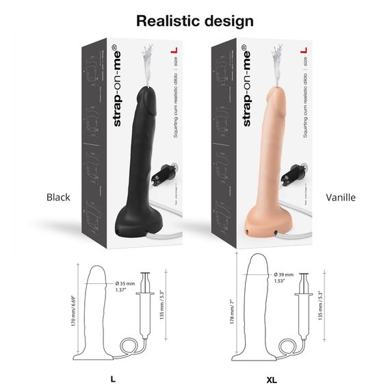 Фалоімітатор, що кінчає Strap-On-Me Squirting Cum Dildo Realistic Vanilla, діам. 3,5 см, силікон | Зображення 3