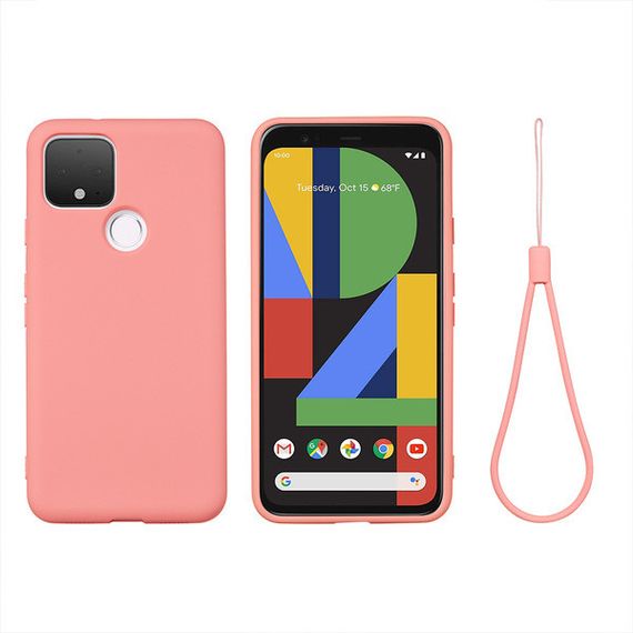 Силіконовий чохол для Google Pixel 5 рожевий з мікрофіброю Soft touch | Зображення 1