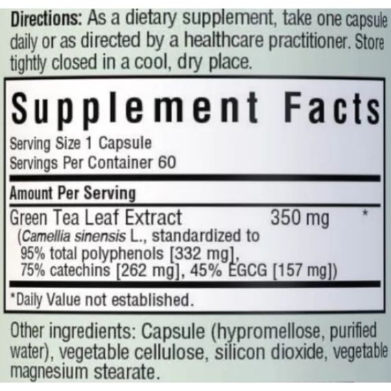 Зелений чай Bluebonnet Nutrition EGCG Green Tea Leaf Extract 60 Veg Caps | Зображення 1