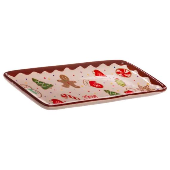 Блюдо сервировочное новогоднее для закусок Merry Christmas 34×14×2 (см) блюдо прямоугольное рождественское из фарфора CR-1-38 | Зображення 1