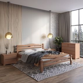 Односпальне дерев&#039;яне ліжко Mebigrand Монако Коричневий (RAL8025) 80х190 см (MBG-4307)