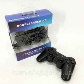 Игровой беспроводной геймпад Doubleshock PS3/PC аккумуляторный джойстик с функцией вибрации. Цвет: черный