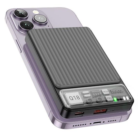 Універсальна Мобільна Батарея Power Bank Hoco Q18 Tourer 22.5W with magnetic 10000mAh Колір Молочно бiлий | Зображення 7