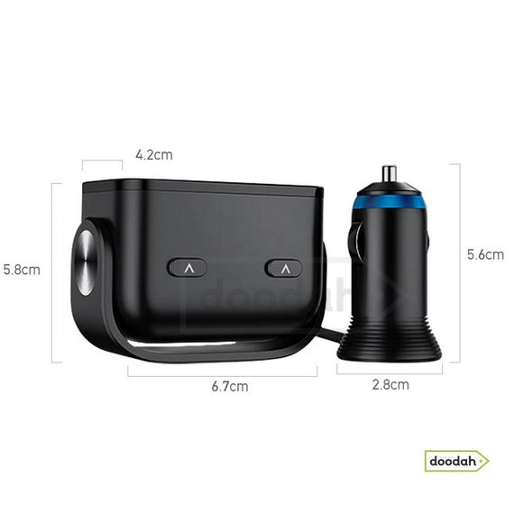 Зарядний пристрій із прикурювачами - Ozio Y34QA. 12-24V, 90W, 2 USB, QC3.0, 70см. Гарантія 6 міс. | Зображення 1