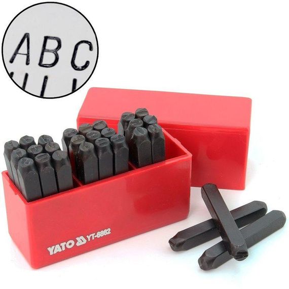 Набор трафаретов буквы клейма буквенные литерные h-6 мм 27шт YATO YT-6862