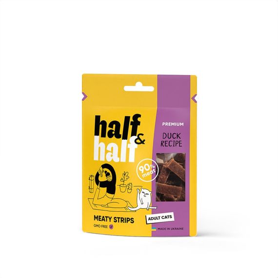 Лакомство для котов Half&Half Adult Cats Duck с уткой 50 гр