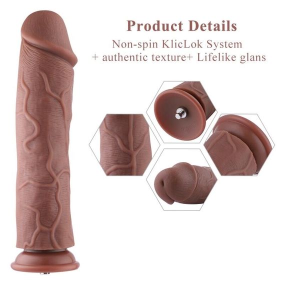 Силіконовий фалоімітатор для секс-машин Hismith 11″ Silicone Dildo, система KlicLok | Зображення 1