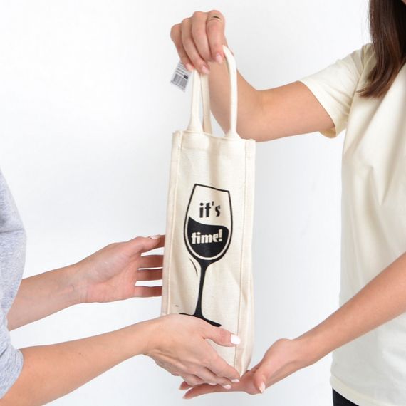 Екосумка для пляшки  4Profi "It&#039;s time" хлопок  біла 15452 | Зображення 1