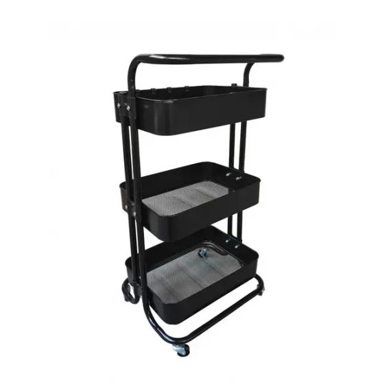 Стеллаж этажерка с полками на колесах ZM-1670 черный