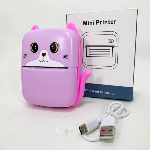 Портативный детский термопринтер с Bluetooth A8 Cat мини принтер для телефона Pink | Зображення 5