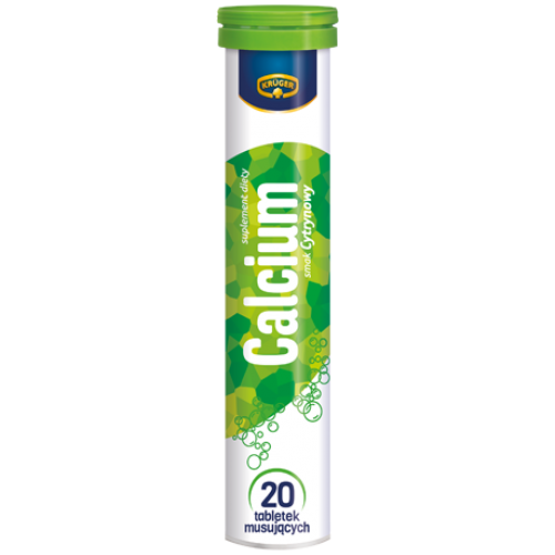 Вітаміни Кальцій Kruger Calcium шипучі в таблетках розчинні, 20шт, Польща, зі смаком лимона