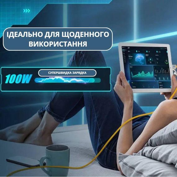 Компактний кабель 4 в 1 для швидкого заряджання та передачі даних із захистом від перегріву 2 м Блакитний | Зображення 7