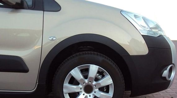 Накладки на арки (4 шт, чорні) XTR, бічні двері, Метал для Citroen Berlingo 2008-2018 рр