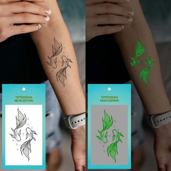Тату тимчасове Рибки неонові Tattooshka L-72 Різнокольоровий shop (4825800010549) | Зображення 1