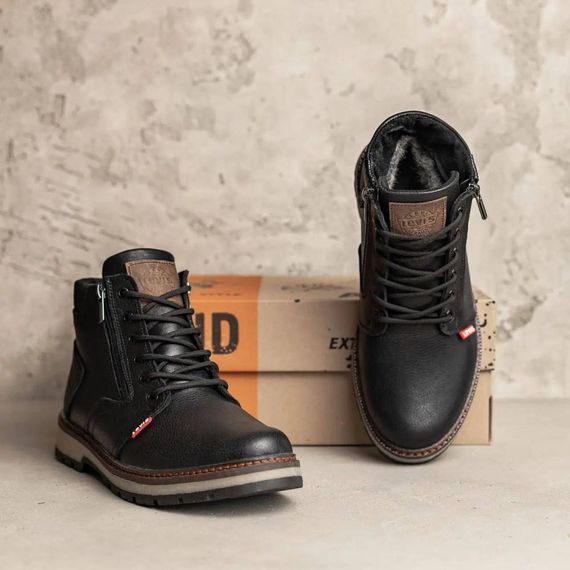 зимові шкіряні ботинки  Levis чорні | Зображення 4
